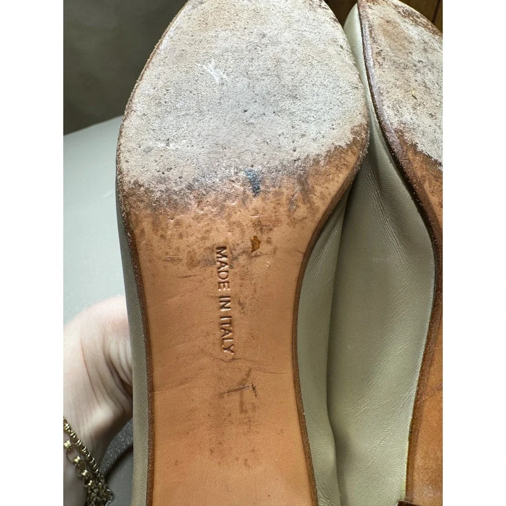 Salvatore Ferragamo Boutique Vintage Gold Metallic Leather Block Heel Pumps 5.5B